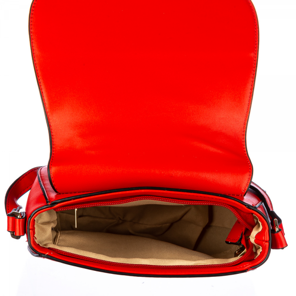 Γυναικεία τσάντα Flower Κόκκινη οικολογικό δέρμα, 6 - Kalapod.gr